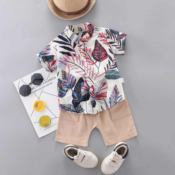 Summer New Style Boys Leaves-Summer Clothing Set 