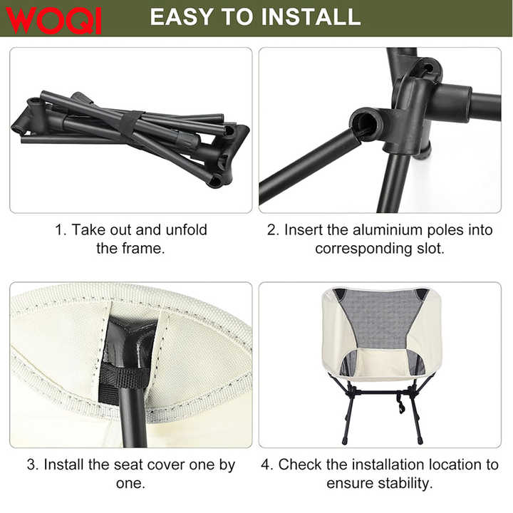 WOQI Portable Lightweight Folding Outdoor Chair Beach 
