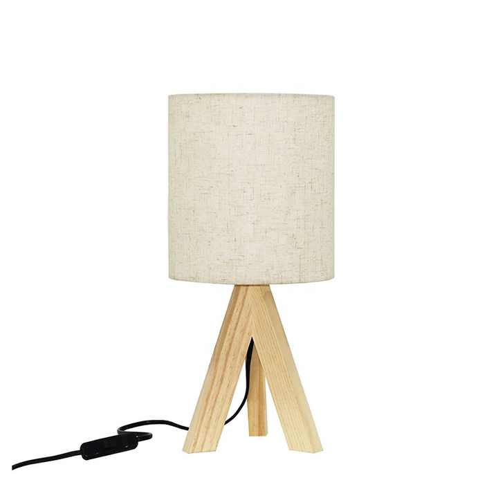 غرفة المعيشة الحديثة الطبيعة خشبية ترايبود ديكور المنزل أدى مصباح الطاولة مع عاكس الضوء النسيج جولةModern Living Room Nature Wooden Tripod Home Decor LED Table Lamp with Round Fabric Lampshade