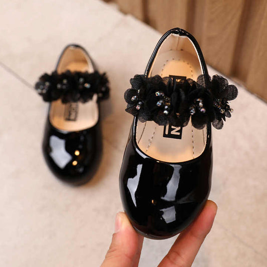 أحذية جلدية للأميرات للبنات ، أحذية أطفال من الدانتيلoes, children's water diamond lace shoes, small and medium-sized children's performance patent leather shoes, children's single shoes
