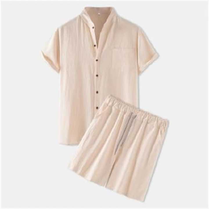 Men's Fashion Summer Linen Shirt Set 