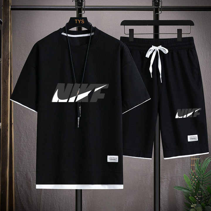 Men's 2 Piece T-Shirt Set Summer Casual Plus Size Five Piece Hip Hop Pants Holiday Couples Outfits 