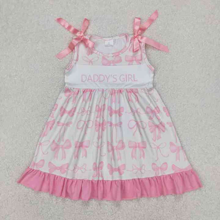 Length Summer One Piece Clothes- فستان أطفال بناتي بأكمام قصيرة