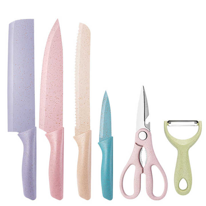 6-Piece Colorful Multifunctional Stainless Steel Kitchen Knife 