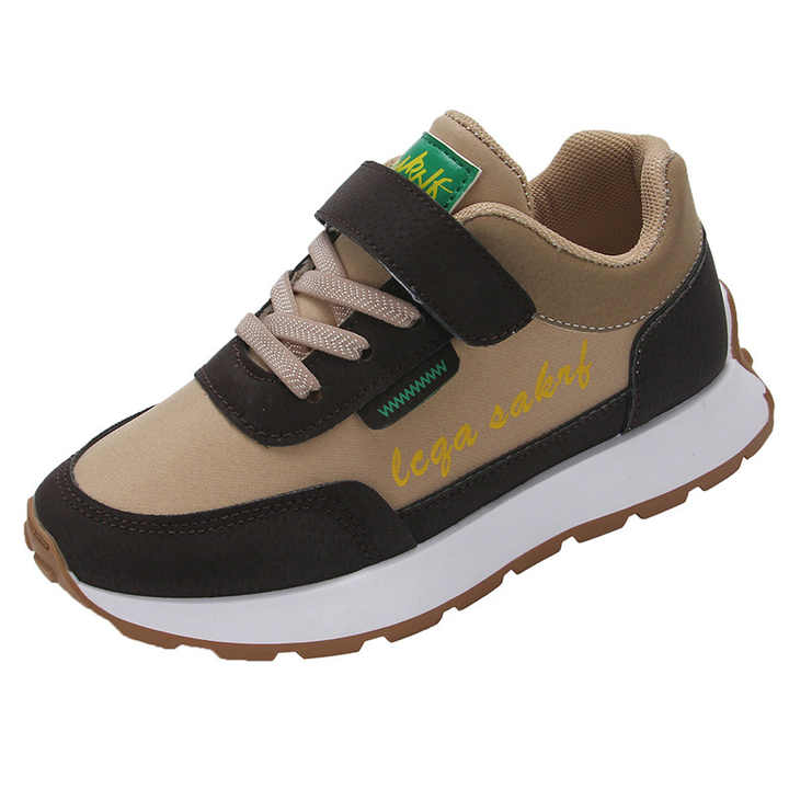 White Spring Autumn Leather Flat Sneakers Velcro 