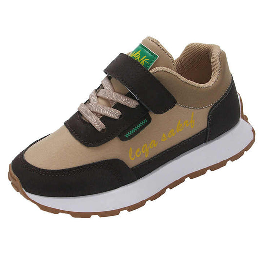 White Spring Autumn Leather Flat Sneakers Velcro 