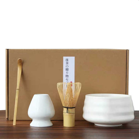 Bowl Tea Brush Japanese Engraved - 4-Piece Matcha Set 
