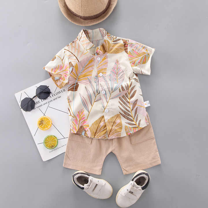 Summer New Style Boys Leaves-Summer Clothing Set 