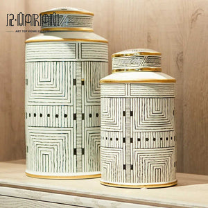 Ceramic Art Craft Pieces Bar Jar Interior Modern Gold Home Decor For Luxury