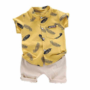 Boys' Shorts Summer Clothes for Little Boys with Leaf Pattern