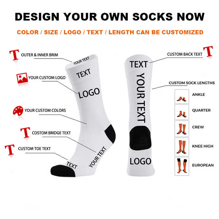 Factory Custom Logo Socks High Quality Custom White 