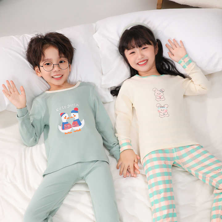 Wholesale Spring Summer Soft Casual Printed Pattern Cotton Boys Pajama Set 