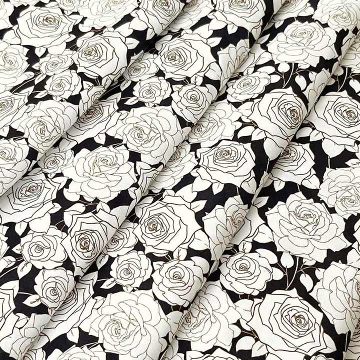 Cotton Fabrics for Clothin أقمشة قطنية -  Liberty London للملابس بطباعة رقمية لزهرة الورد
