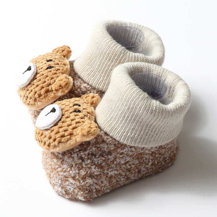 3D Cute Bear Soft Cotton Comfortable Terry Baby جوارب أطفال تيري مريحة من القطن الناعم بتصميم دب لطيف ثلاثي الأبعا- د