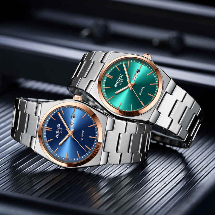 NIBOSI Wholesale Rose Gold Watch Black Luminous 