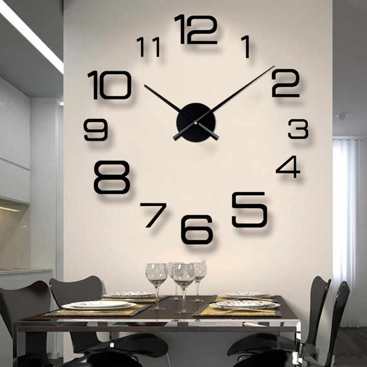 Scandinavian Design Quartz Needle Clocks Living Room Decoration Frameless Round Acrylic Clock. 