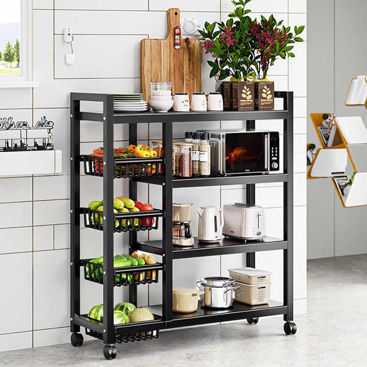 Home Food Storage Rack Freestanding Organizer Convenient Store for Bedroom, Kitchen, Bathroom Home Accessory for Space Efficient 