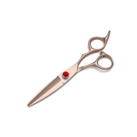Pink 6-Inch Advanced Barber Salon Cut High Hat Screw. مقص شعر وردي اللون بطول 6 بوصات، مزود بمقبض وشفرة من