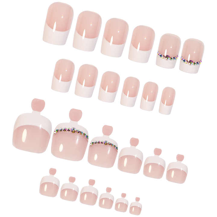 مجموعة أظافر صناعية لليدين والقدمين - Toe and Hand False Nail Set Nude Coffin