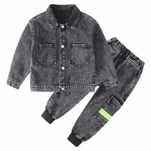 Low Price Wholesale Boy Long Denim Black Jean Suit For Kids 