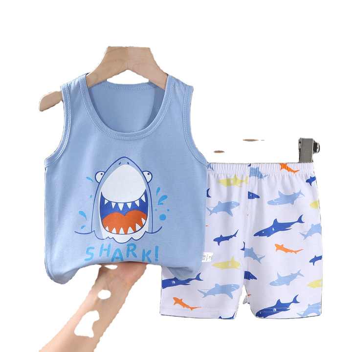 طقم صدرية للأطفال صيفية قطنية جديدة، طقم     . New Summer Cotton Baby Vest Set, Baby Clothes Set