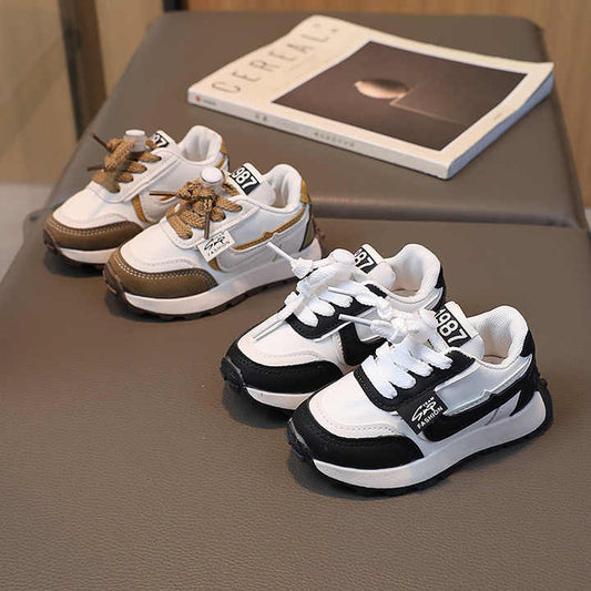 أحذية ركض عصرية للأطفال الصغار أحذية مسطحة . Fashion Toddler Running Shoes Casual Flats Lace-up