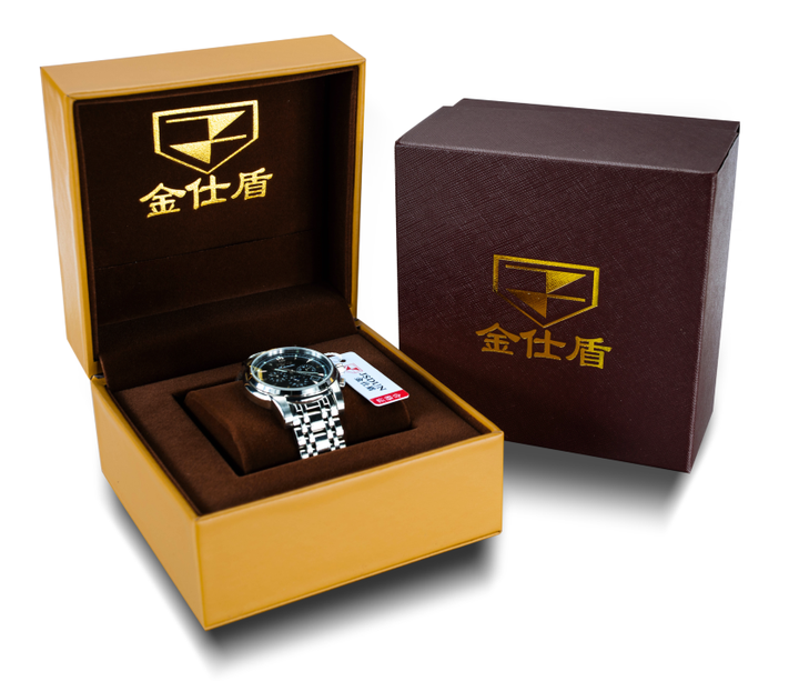Custom Logo Gift Display OEM Packaging Luxury Black and Brown Rigid Cardboard Paper Watch Box 
