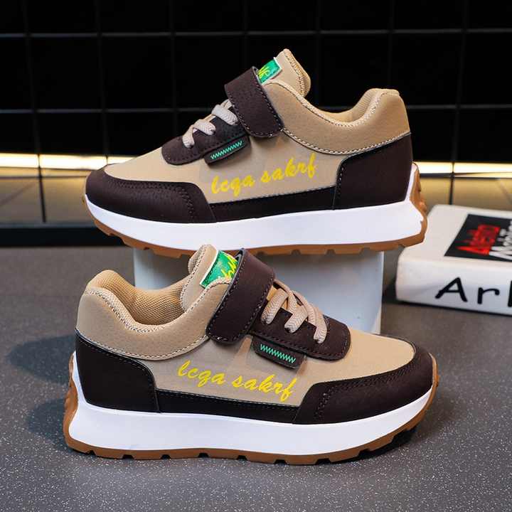 White Spring Autumn Leather Flat Sneakers Velcro 