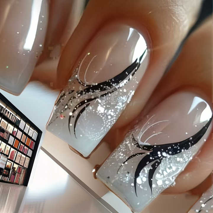 &nbsp;Short Ballerina Press-On False Nails with-أظافر صناعية قصيرة