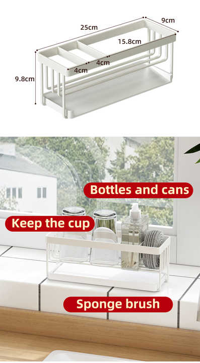 Kitchen &amp; Tabletop Japanese Style White High Quality Kitchen Drain Basket Sink Sponge Rack Cutlery Rack Bathroom Storage Rack 