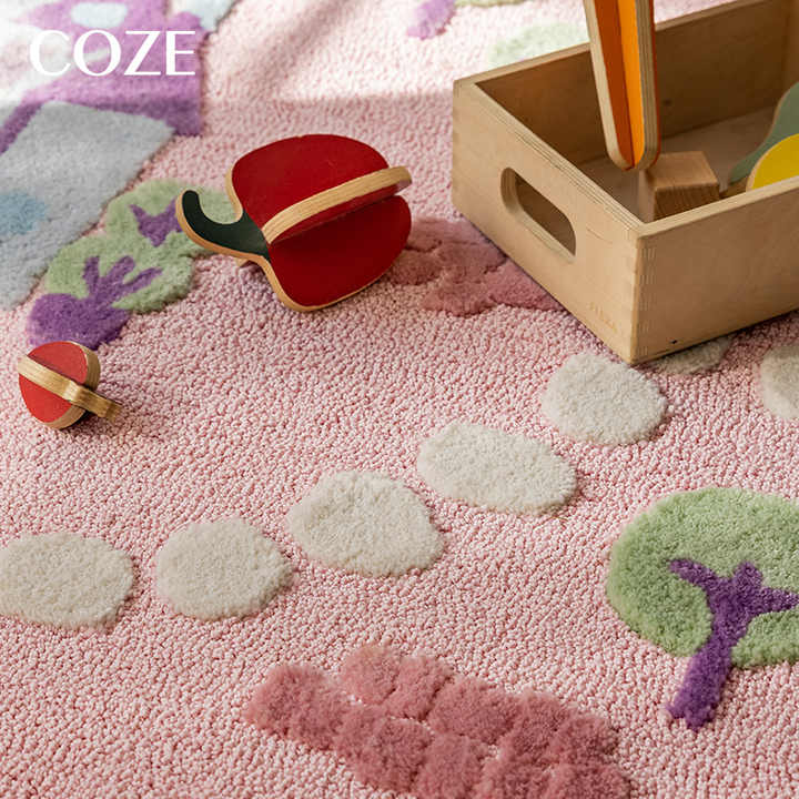 Handmade thick square rugs for princess kids rooms, reading area rugs. 