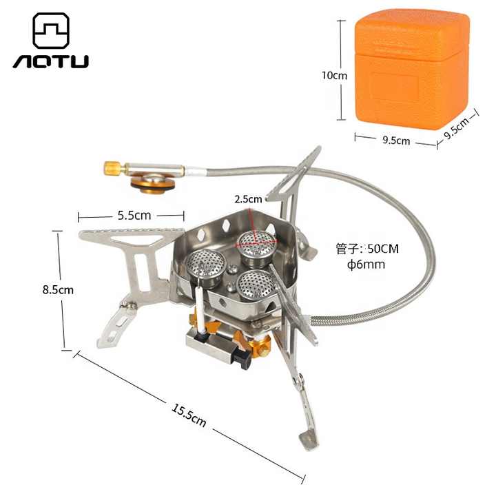 موقد غاز محمول للنزهات الخارجية بثلاث شعلات . Portable 3 Burner Outdoor Picnic Gas Stove, Suitable for