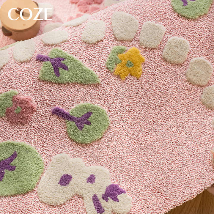 Handmade thick square rugs for princess kids rooms, reading area rugs. 