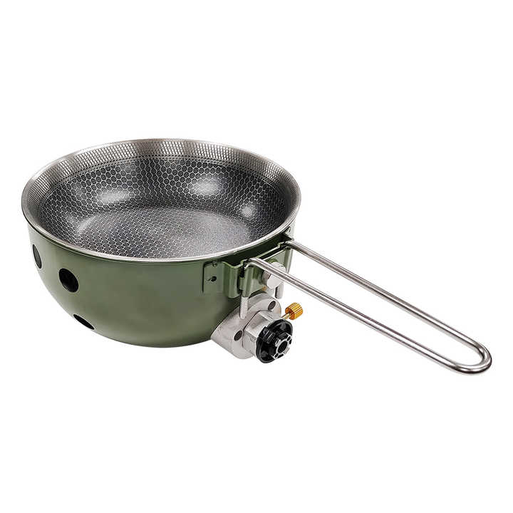 Camping Gas Stove with Non-Stick Pan, Windproof, 