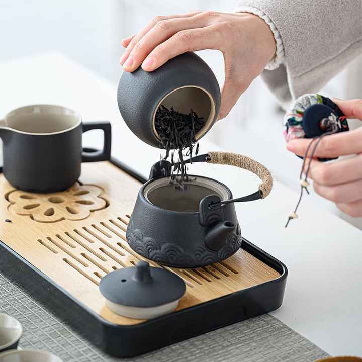 Chinese Porcelain Travel Teapot, Portable Teapot Set with 