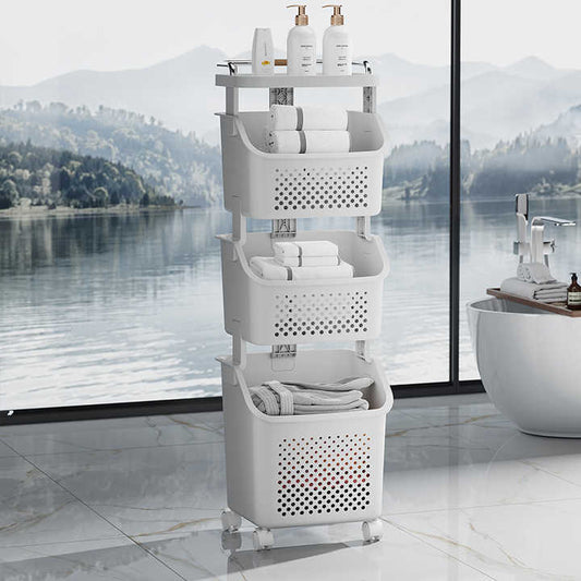 Rmier Large Capacity Plastic Handle Wheels Multi-layer Detachable Multi-layer Removable Home Storage Basketعجلات بمقبض من البلاستيك سعة كبيرة Rmier متعددة الطبقات قابلة للفصل وطبقات متعددة قابلة للإزالة في المنزل