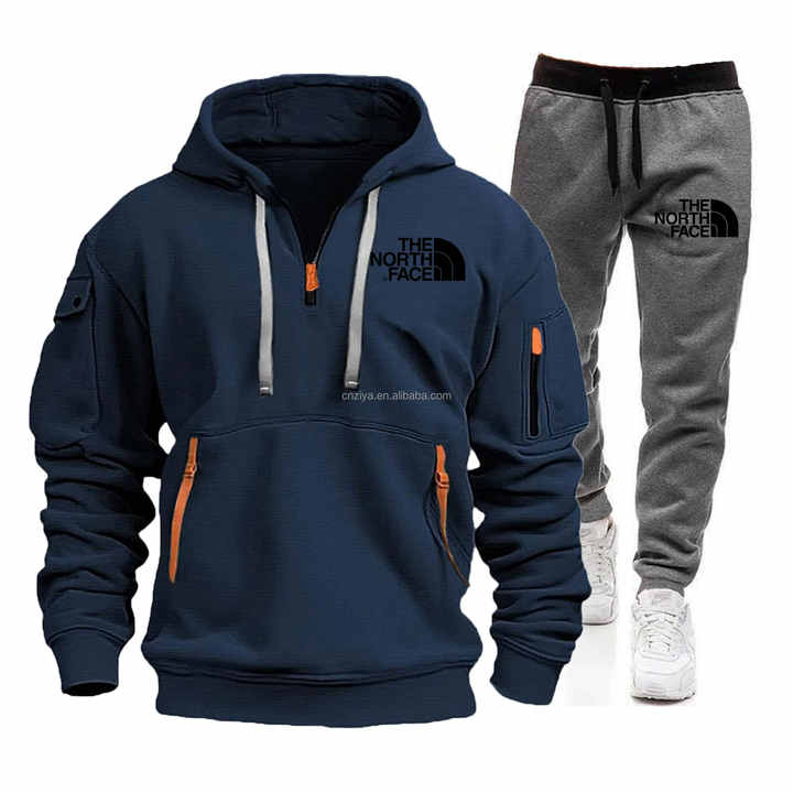 مجموعة الخريف/الشتاء من القطيفة للرجال الرائجة . Men's trendy autumn/winter velvet set with multi-pocket