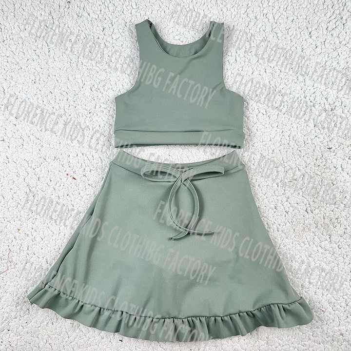 DH OEM Fashion Customized Colors Toddler Girls Yoga Gym.Running.Sport Clothing Set Yoga Set Wholesale مجموعة ملابس رياضية للجري واليوجا للبنات الصغار بألوان مخصصة من DH OEM للبيع بالجملة