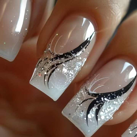 &nbsp;Short Ballerina Press-On False Nails with-أظافر صناعية قصيرة
