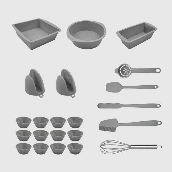 Wooden Handle Silicone Kitchen-مجموعة أدوات مطبخ
