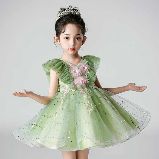 Baby Princess Clothes Christmas Party Outfit - فساتين خضراء صغيرة للبنات