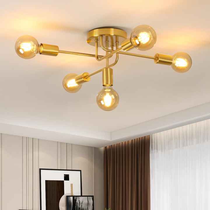 Modern Nordic Pentagram Chandelier Indoor Metal Gold 