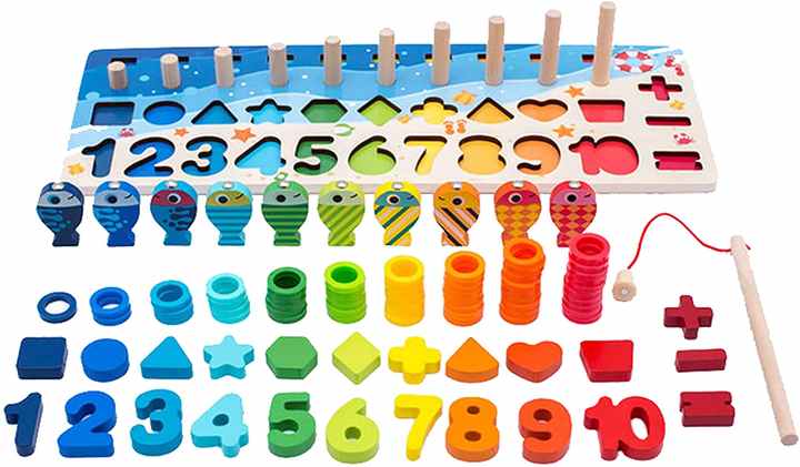Wooden Number Puzzle Sorting Stacking Cube Game for 