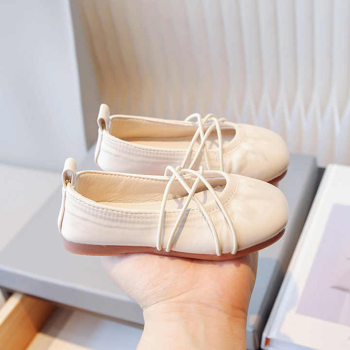 Girls' leather flat shoes