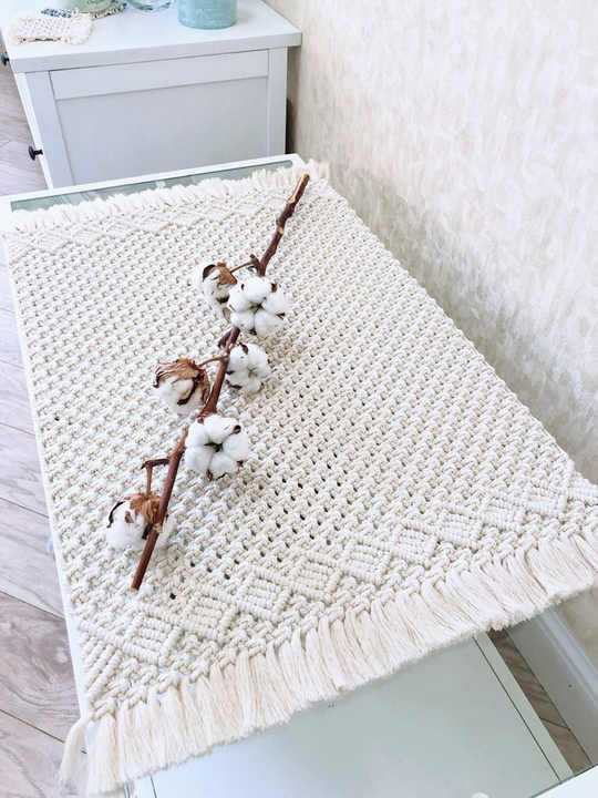 Kitchen Boho Decor Reversible -مفرش طاولة بتصميم