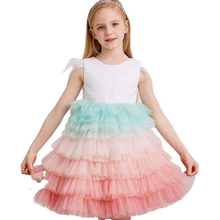 Cake Party Birthday Dress-فستان أطفال متعدد الطبقات من الترتر