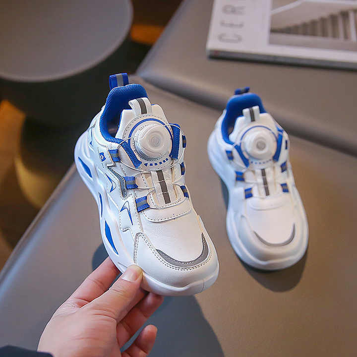 أ . حذية رياضية جلدية عالية الجودة للأطفال مقاومة . High Quality Children's Leather Waterproof Sneakers Big