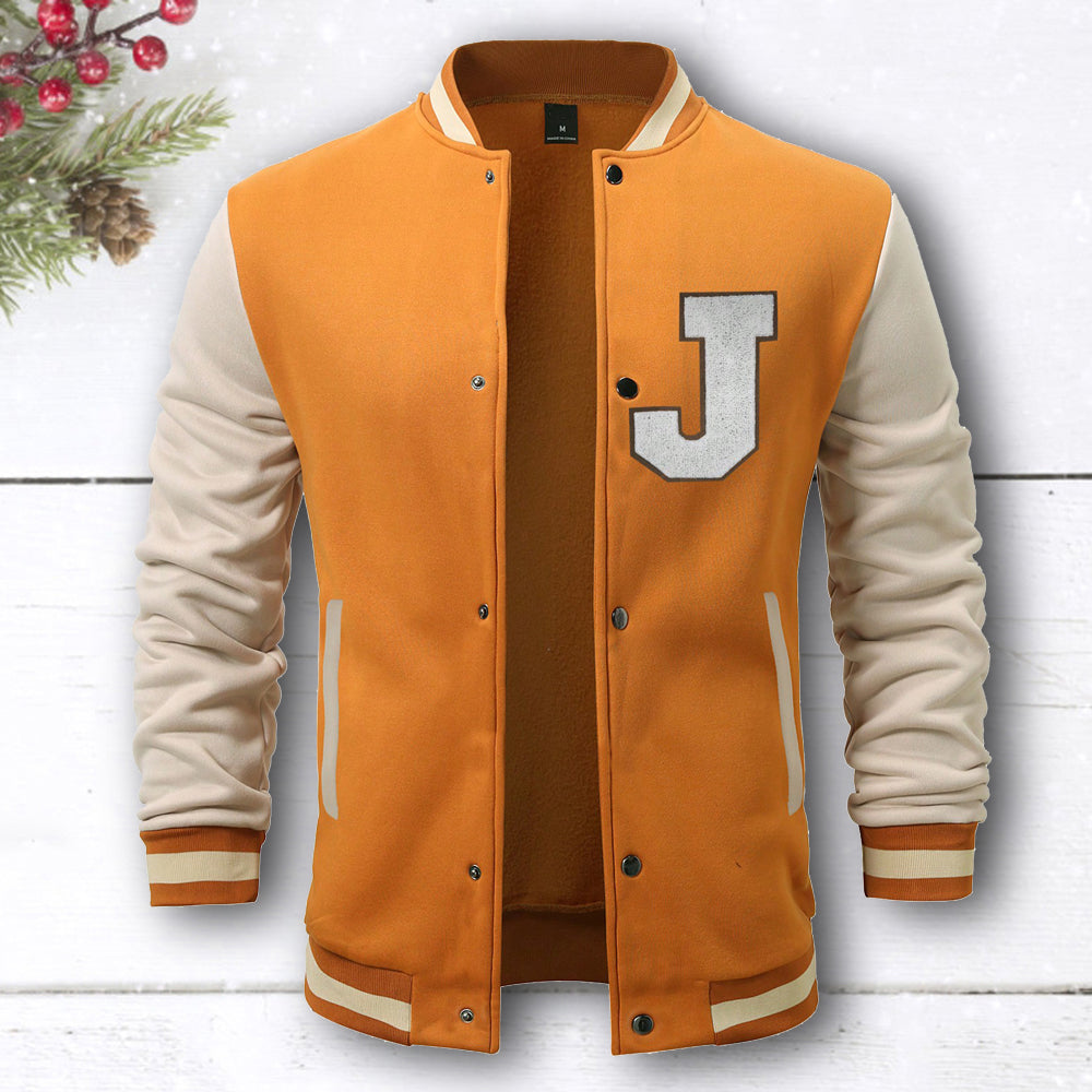 جاكيت بيسبول رجالي مطرز من الجلد