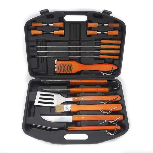 Professional Stainless Steel Grill Set, 17 Piece Professional Stainless Steel BBQ Grill Set for Outdoor Barbecue and Grilling, Stainless Steel Grill Set, Outdoor BBQ Supplies, 17 Piece Set, Stainless Steel Grill Set، طقم شواء من الفولاذ المقاوم للصدأ