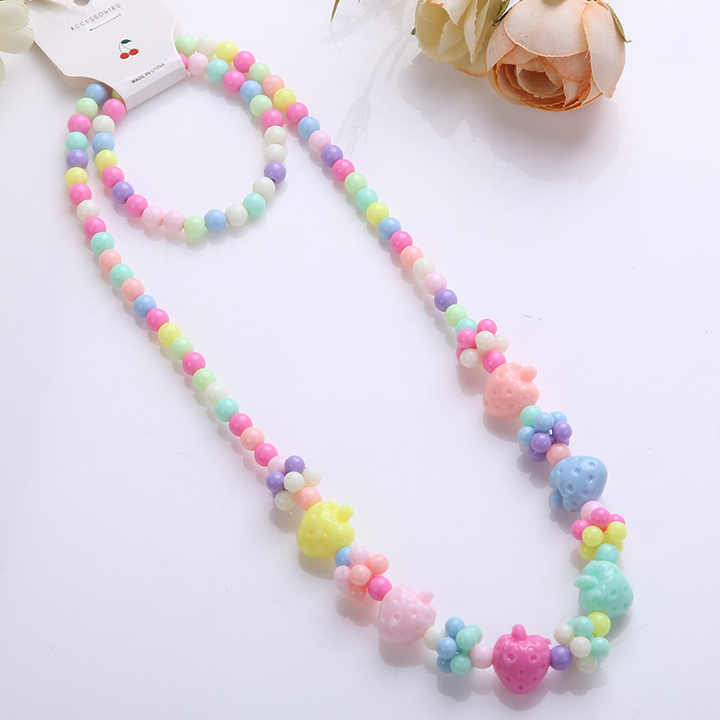 Classic children's jewelry, beaded necklaces and bracelets for girls, jewelry necklace and bracelet for children and girls 